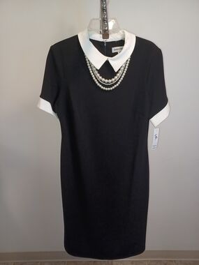Black Dress with White Collar and Cuff Detail